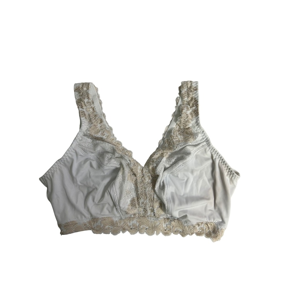 Coquette Breezies Women 2X White Lace Trim Wire-Free UltimAir‎ Bralette 7262